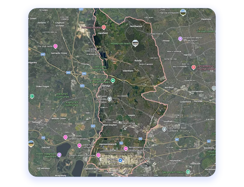 Hillingdon map with green tick