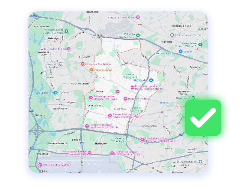 Hillingdon map with green tick