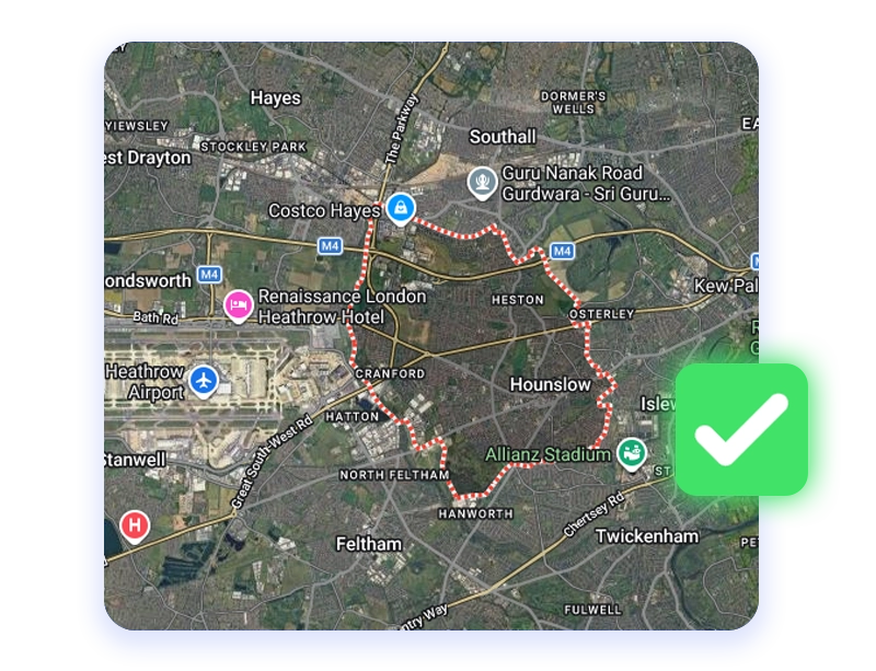 Hillingdon map with green tick